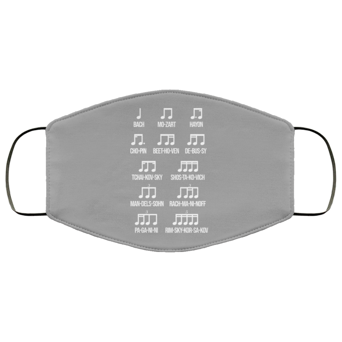 Composer Rhythm Music Gift Bach Mozart Beethoven Chopin Camiseta Face Mask