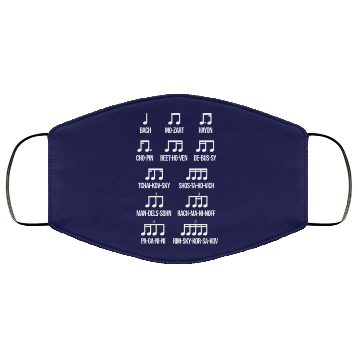 Composer Rhythm Music Gift Bach Mozart Beethoven Chopin Camiseta Face Mask