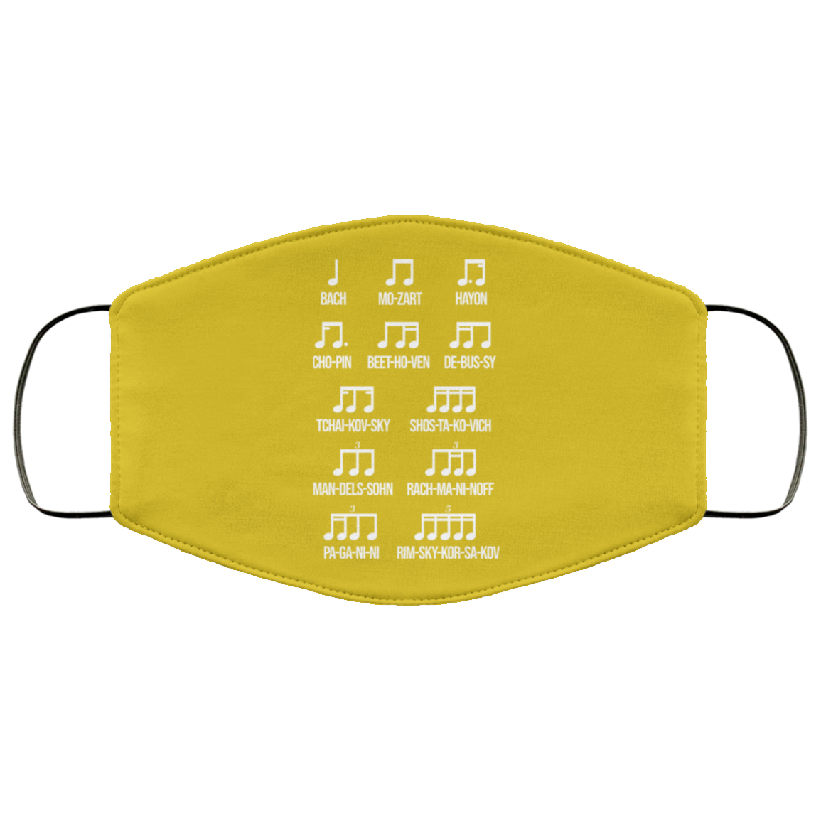 Composer Rhythm Music Gift Bach Mozart Beethoven Chopin Camiseta Face Mask