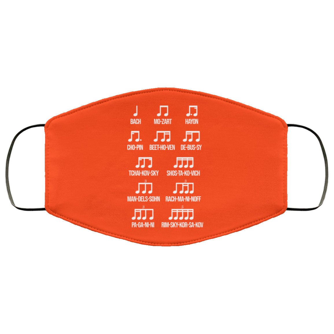 Composer Rhythm Music Gift Bach Mozart Beethoven Chopin Camiseta Face Mask