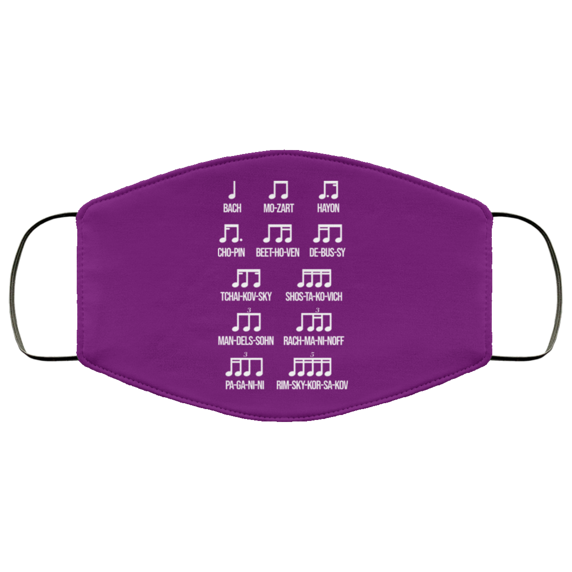 Composer Rhythm Music Gift Bach Mozart Beethoven Chopin Camiseta Face Mask