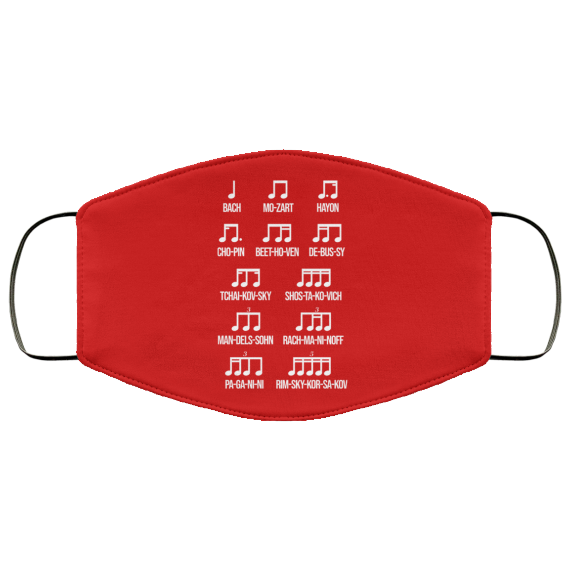 Composer Rhythm Music Gift Bach Mozart Beethoven Chopin Camiseta Face Mask