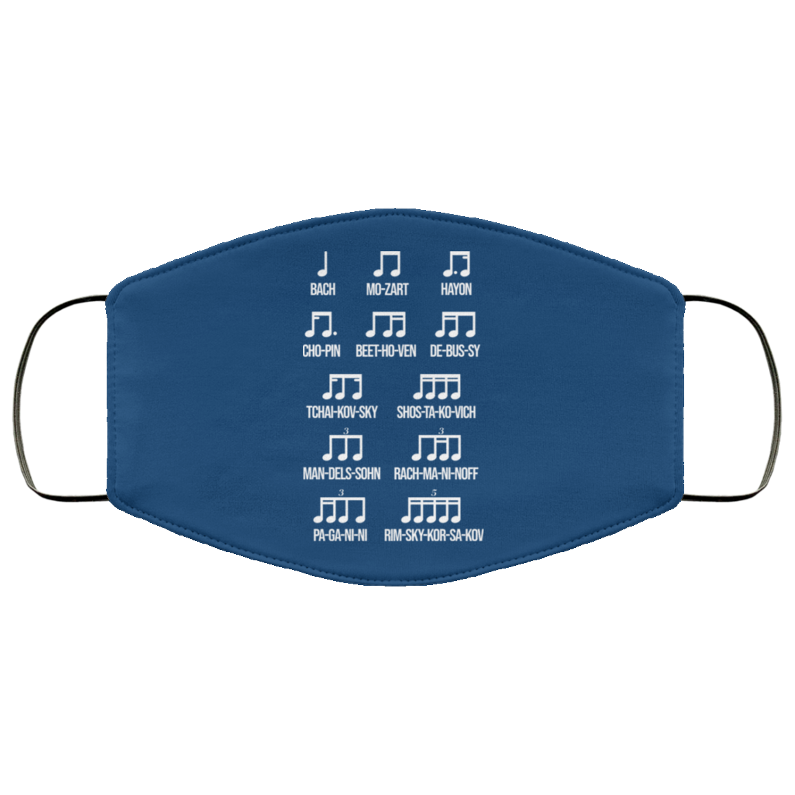 Composer Rhythm Music Gift Bach Mozart Beethoven Chopin Camiseta Face Mask