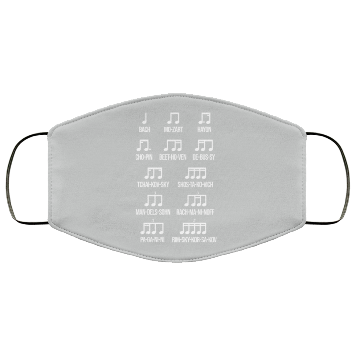 Composer Rhythm Music Gift Bach Mozart Beethoven Chopin Camiseta Face Mask