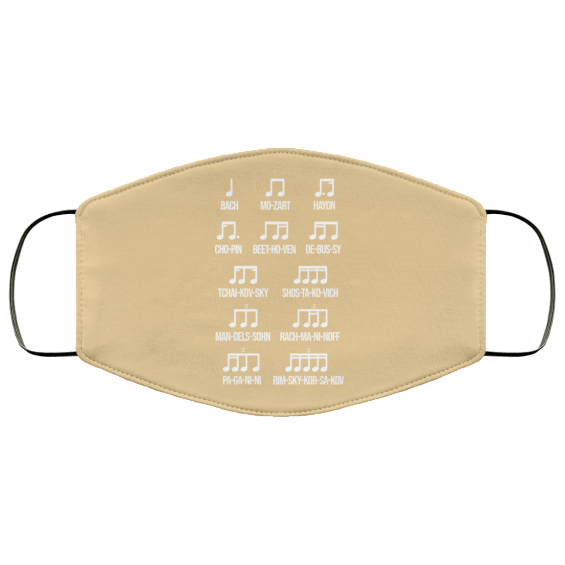 Composer Rhythm Music Gift Bach Mozart Beethoven Chopin Camiseta Face Mask