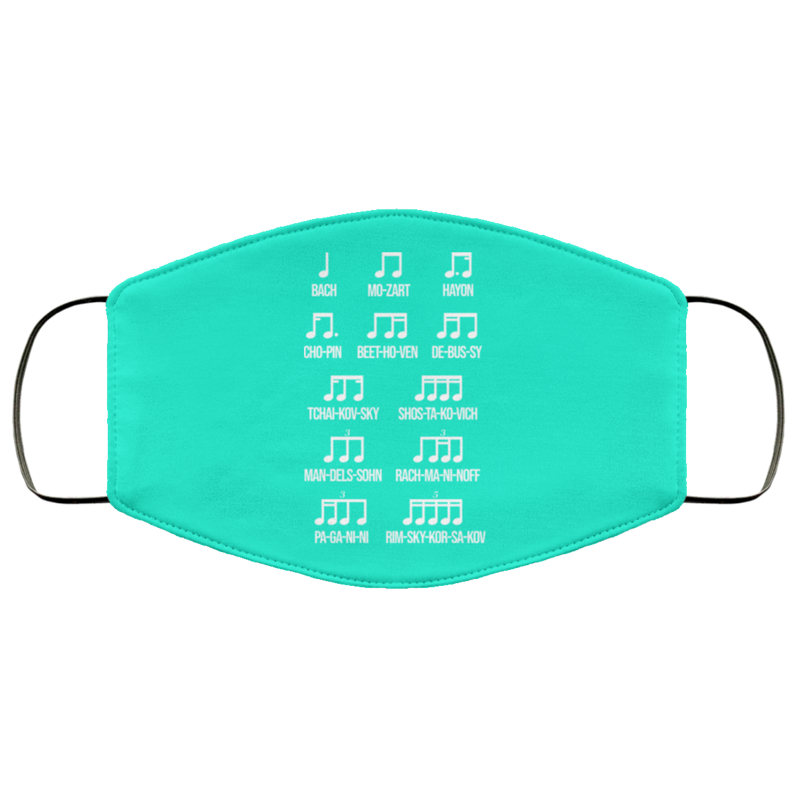 Composer Rhythm Music Gift Bach Mozart Beethoven Chopin Camiseta Face Mask