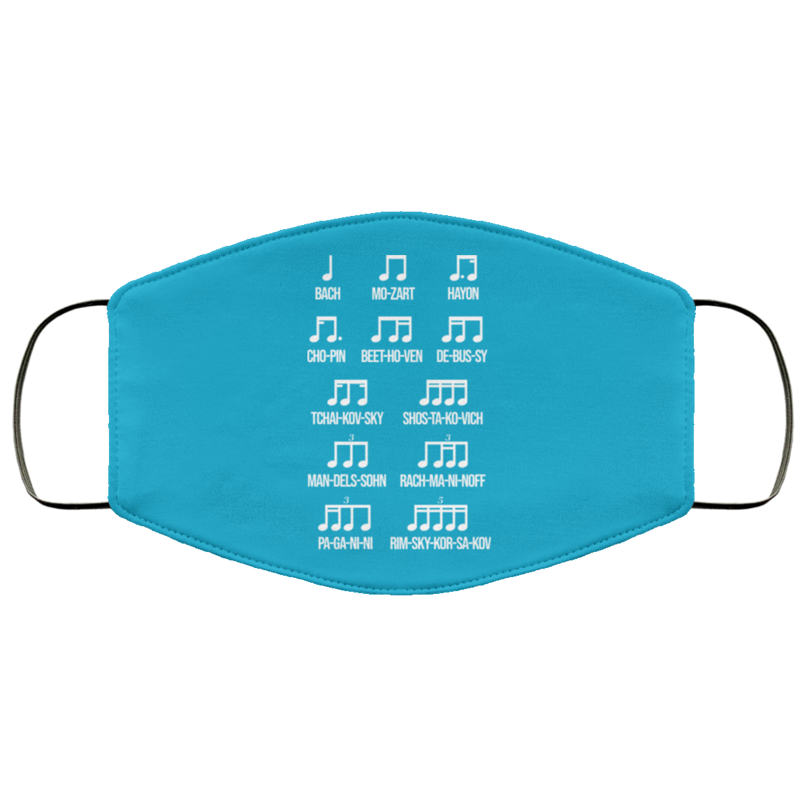 Composer Rhythm Music Gift Bach Mozart Beethoven Chopin Camiseta Face Mask