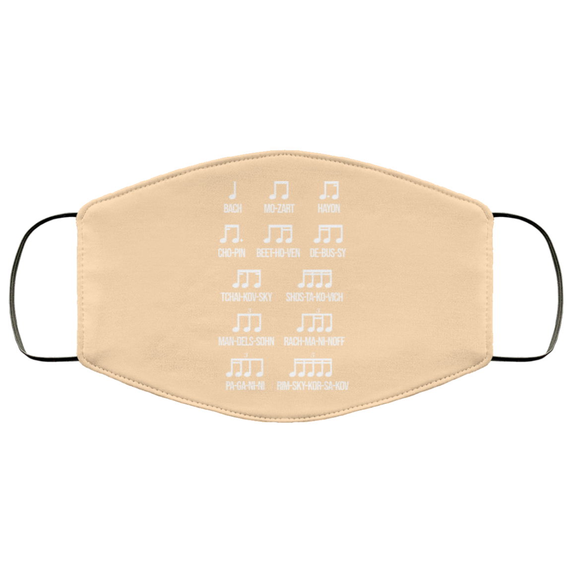 Composer Rhythm Music Gift Bach Mozart Beethoven Chopin Camiseta Face Mask