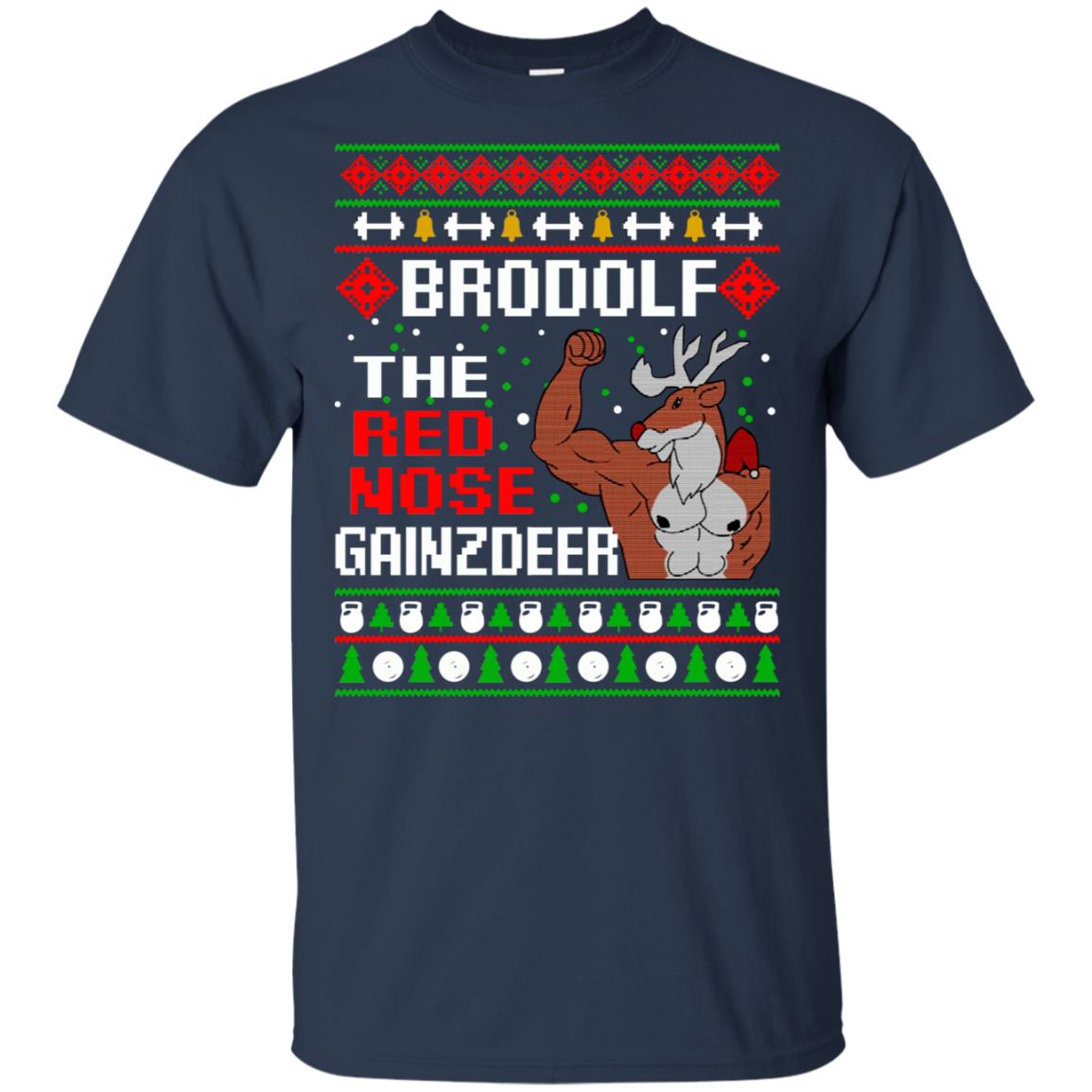 Brodolf The Red Nose Gainzdeer Christmas Sweater, T-Shirts, Hoodie