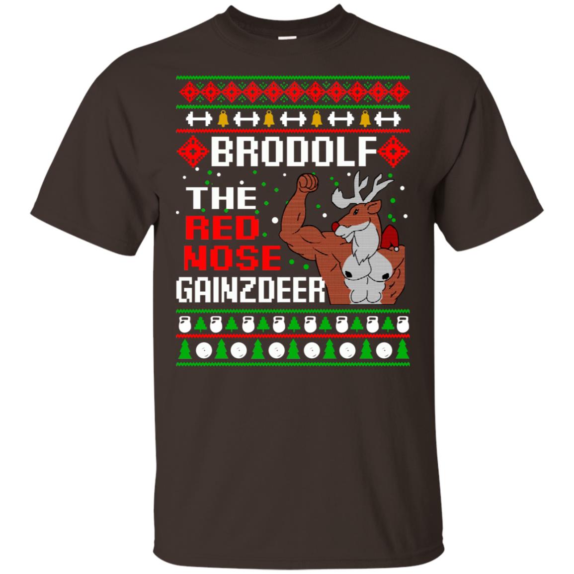 Brodolf The Red Nose Gainzdeer Christmas Sweater, T-Shirts, Hoodie