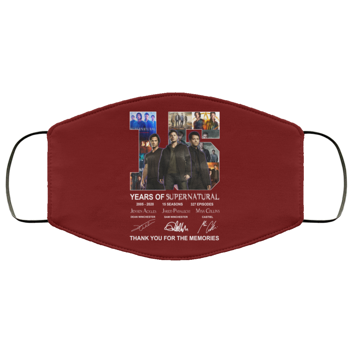 15 Years Of Supernatural Thank You For My Memories Face Mask