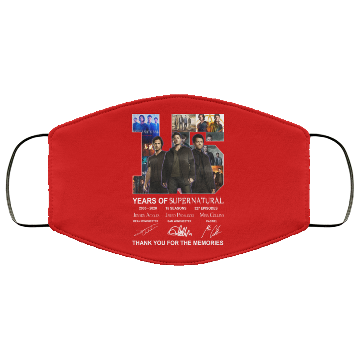 15 Years Of Supernatural Thank You For My Memories Face Mask