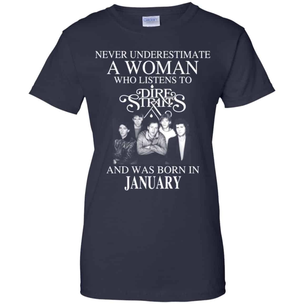 A Woman Who Listens To Dire Straits And Was Born In January T-Shirts, Hoodie, Tank