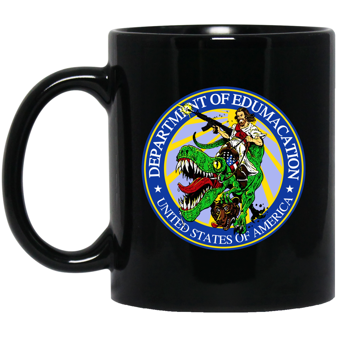 Department Of Edumacation United States Of America T-Rex Jesus Mug