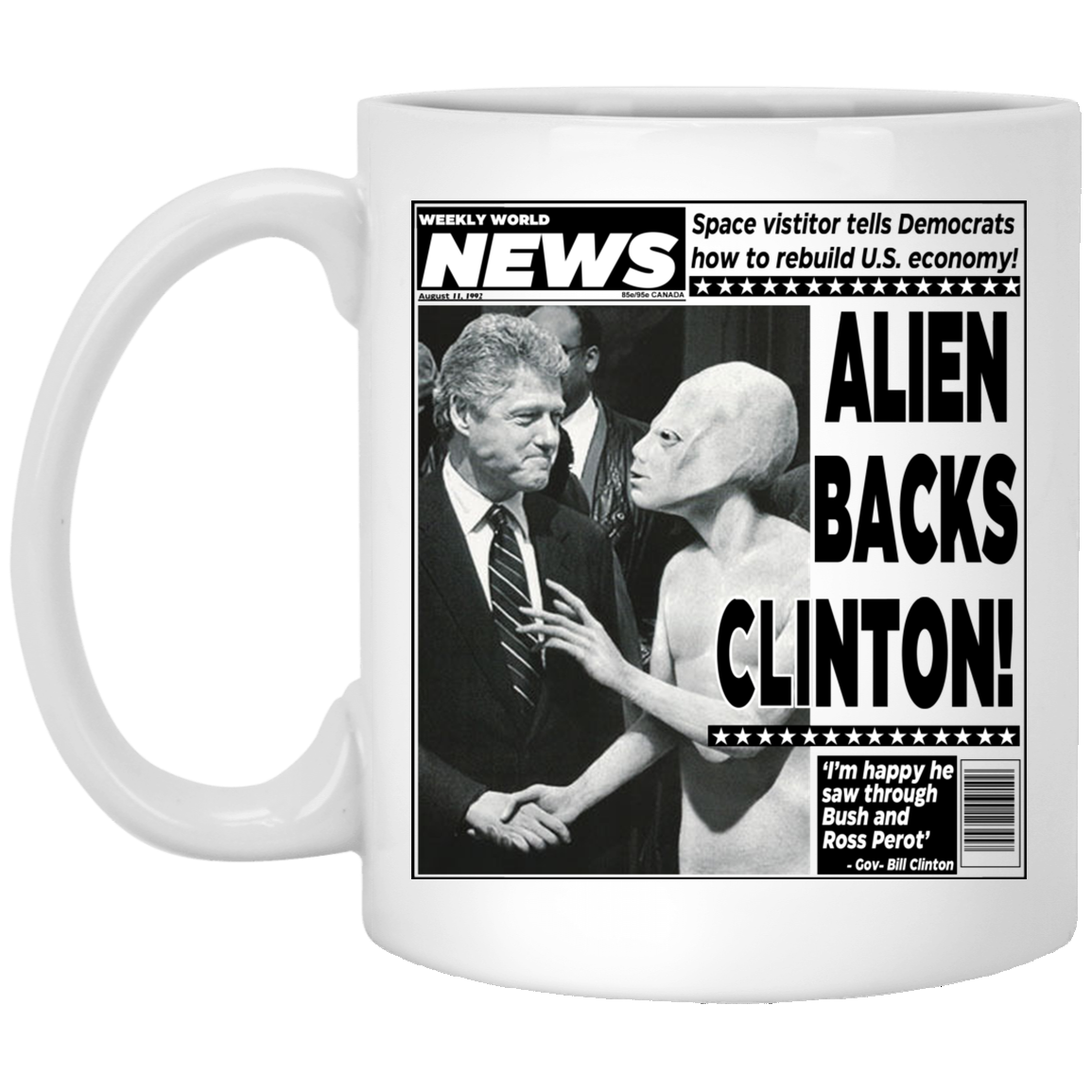 Vintage World News Alien Backs Clinton Mug