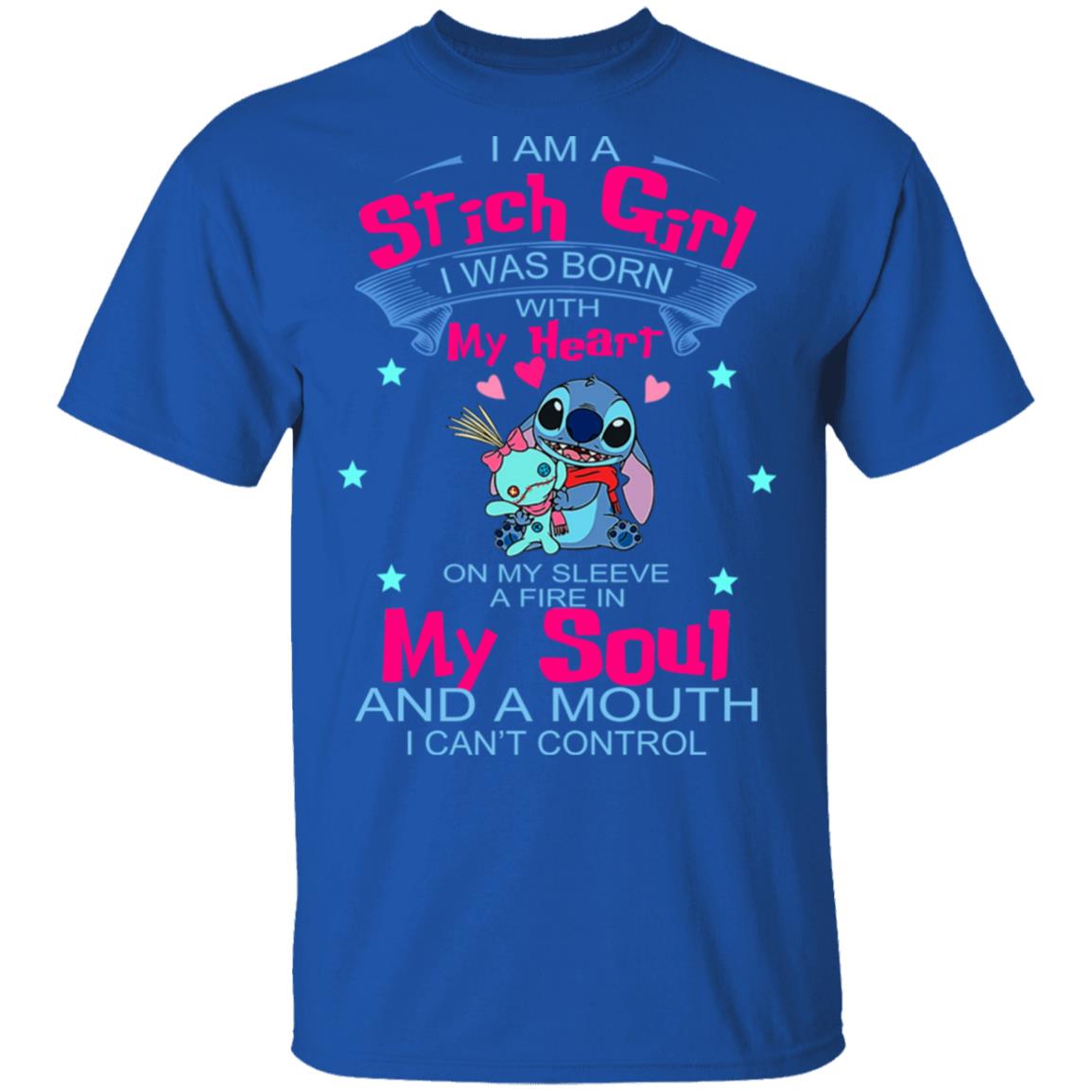 I Am A Stich Girl Was Born In With My Heart On My Sleeve Shirt, Hoodie, Tank