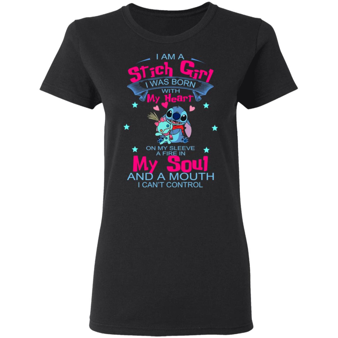 I Am A Stich Girl Was Born In With My Heart On My Sleeve Shirt, Hoodie, Tank