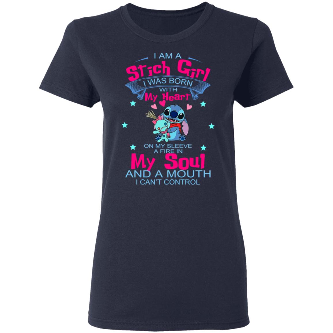 I Am A Stich Girl Was Born In With My Heart On My Sleeve Shirt, Hoodie, Tank