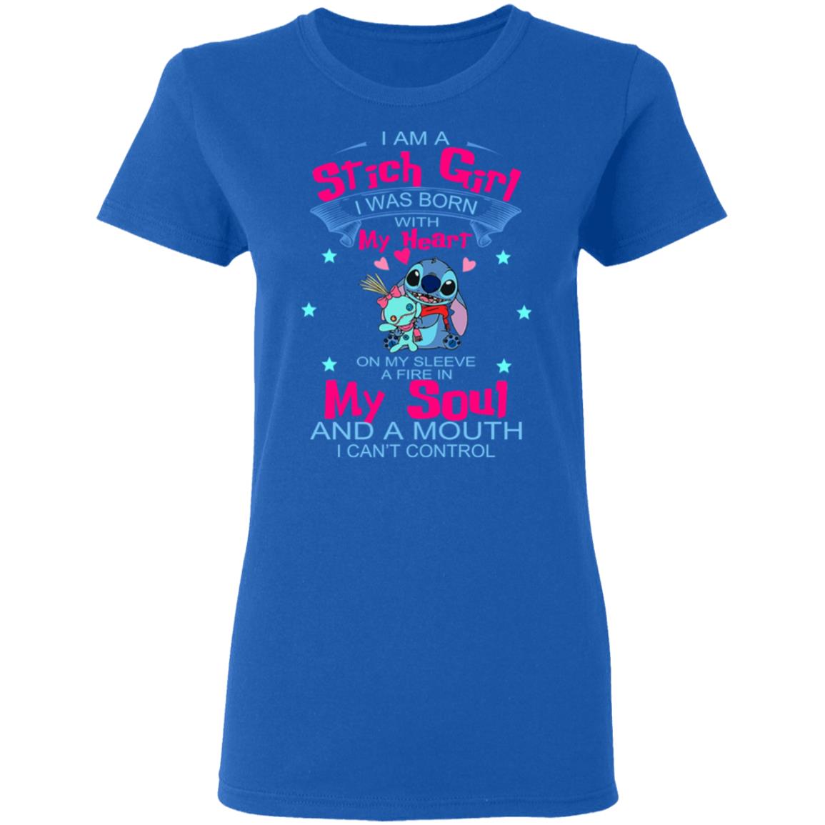 I Am A Stich Girl Was Born In With My Heart On My Sleeve Shirt, Hoodie, Tank