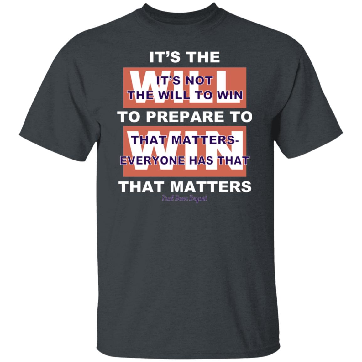 It’s The Will To Prepare To Win That Matters Shirt, Hoodie, Tank