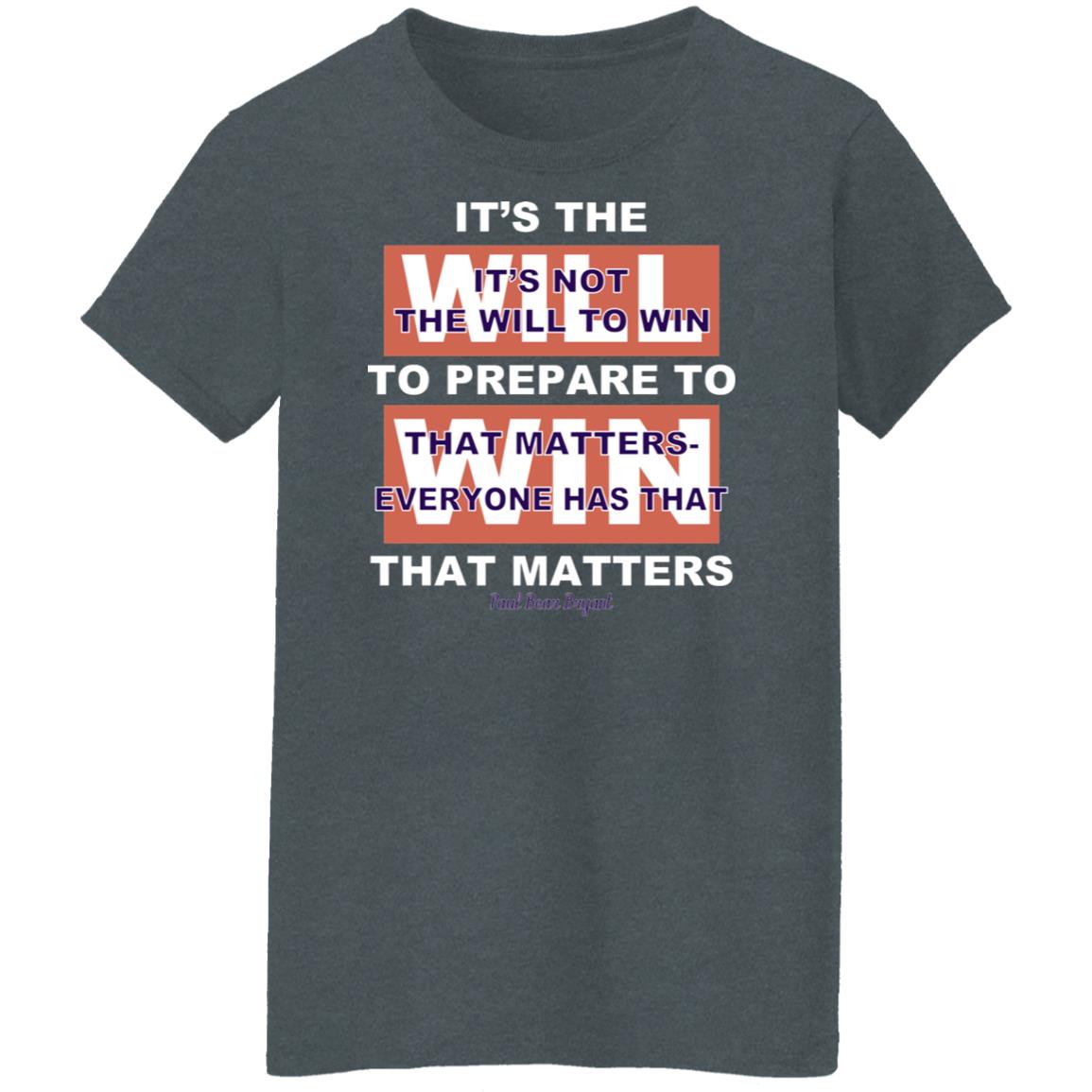 It’s The Will To Prepare To Win That Matters Shirt, Hoodie, Tank