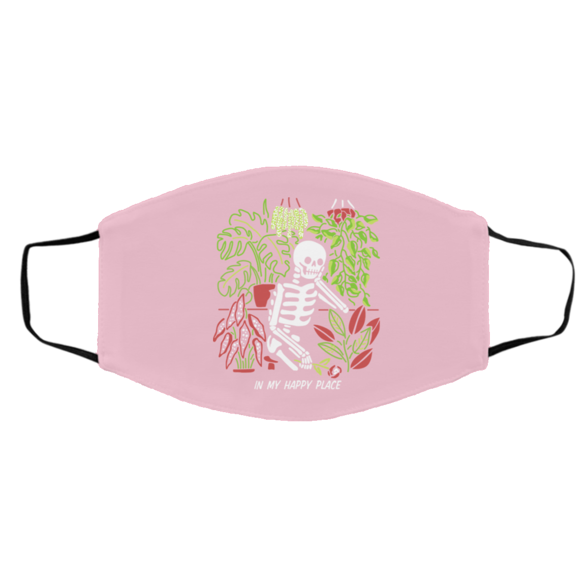 Skull Skeleton In My Happy Place Face Mask