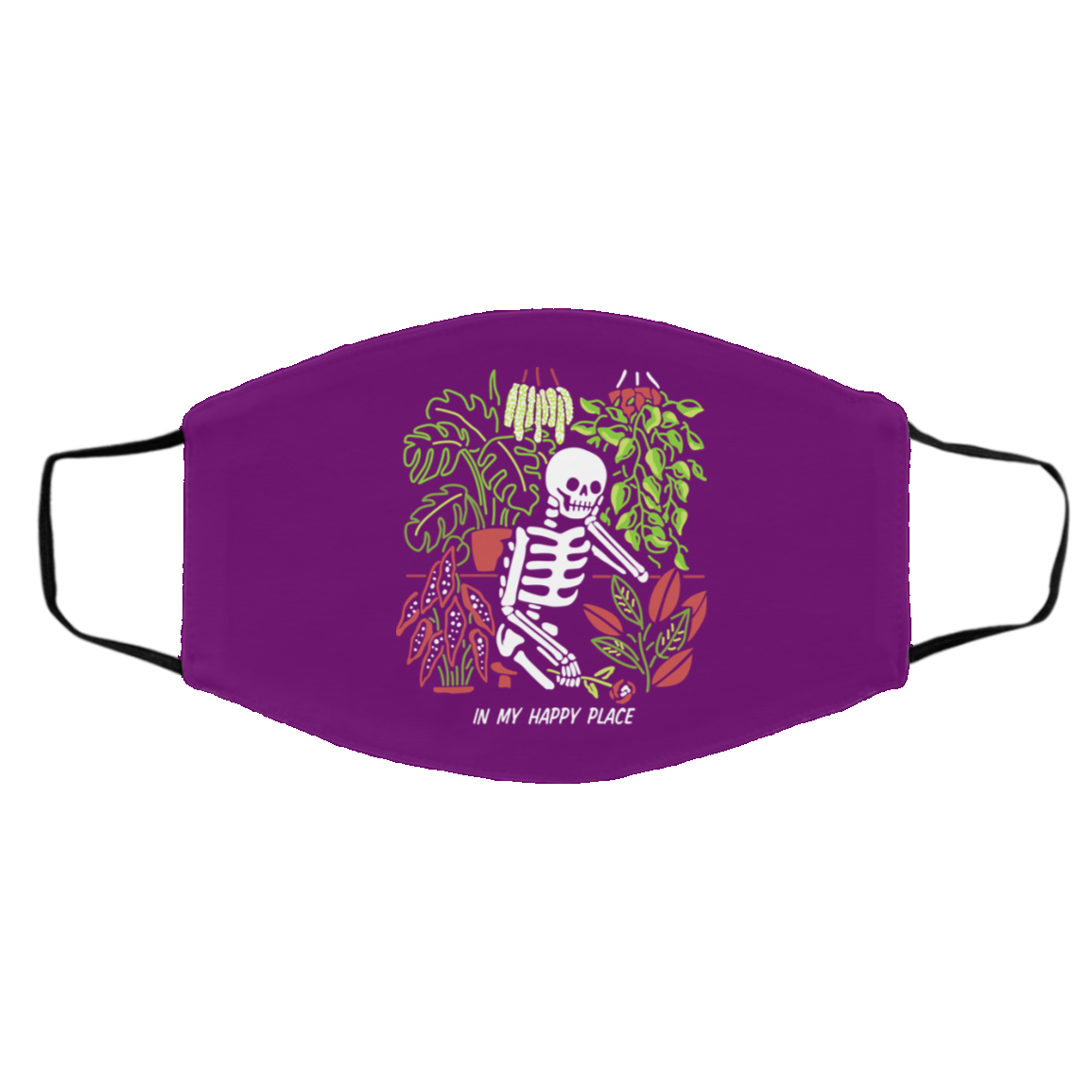 Skull Skeleton In My Happy Place Face Mask