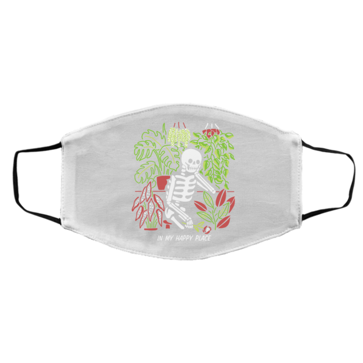 Skull Skeleton In My Happy Place Face Mask