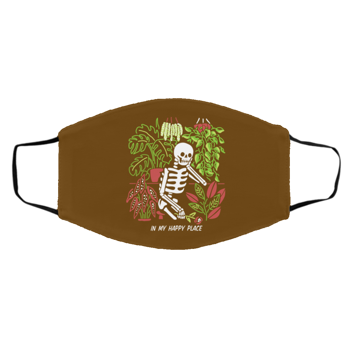 Skull Skeleton In My Happy Place Face Mask