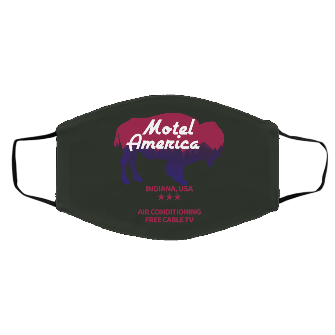 Motel America Indiana USA Air Conditioning Free Cable TV Face Mask