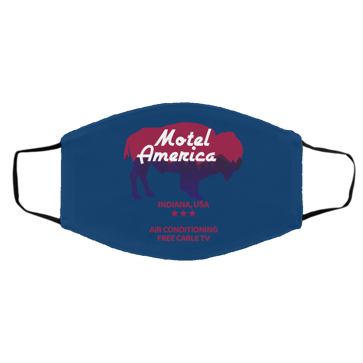 Motel America Indiana USA Air Conditioning Free Cable TV Face Mask