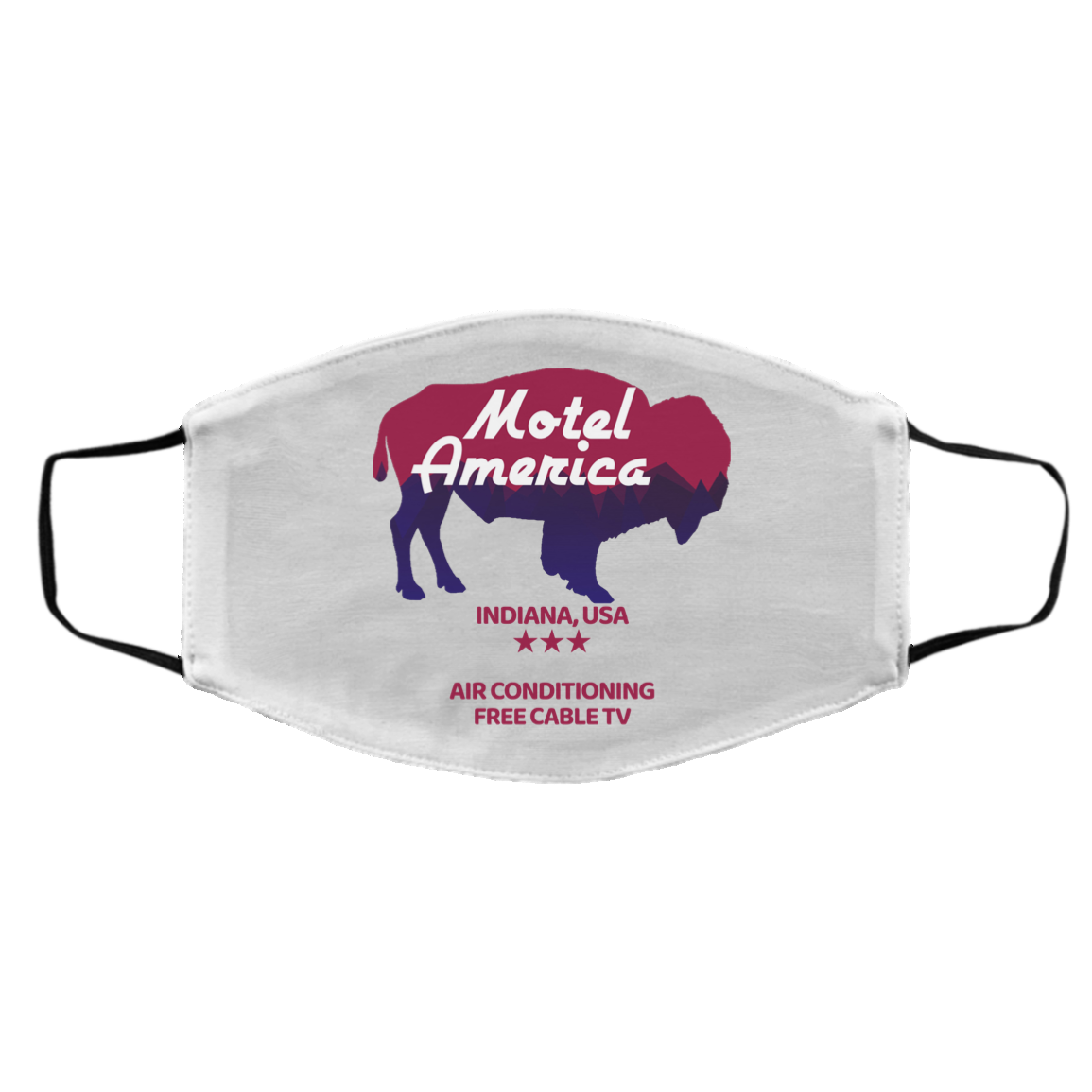 Motel America Indiana USA Air Conditioning Free Cable TV Face Mask