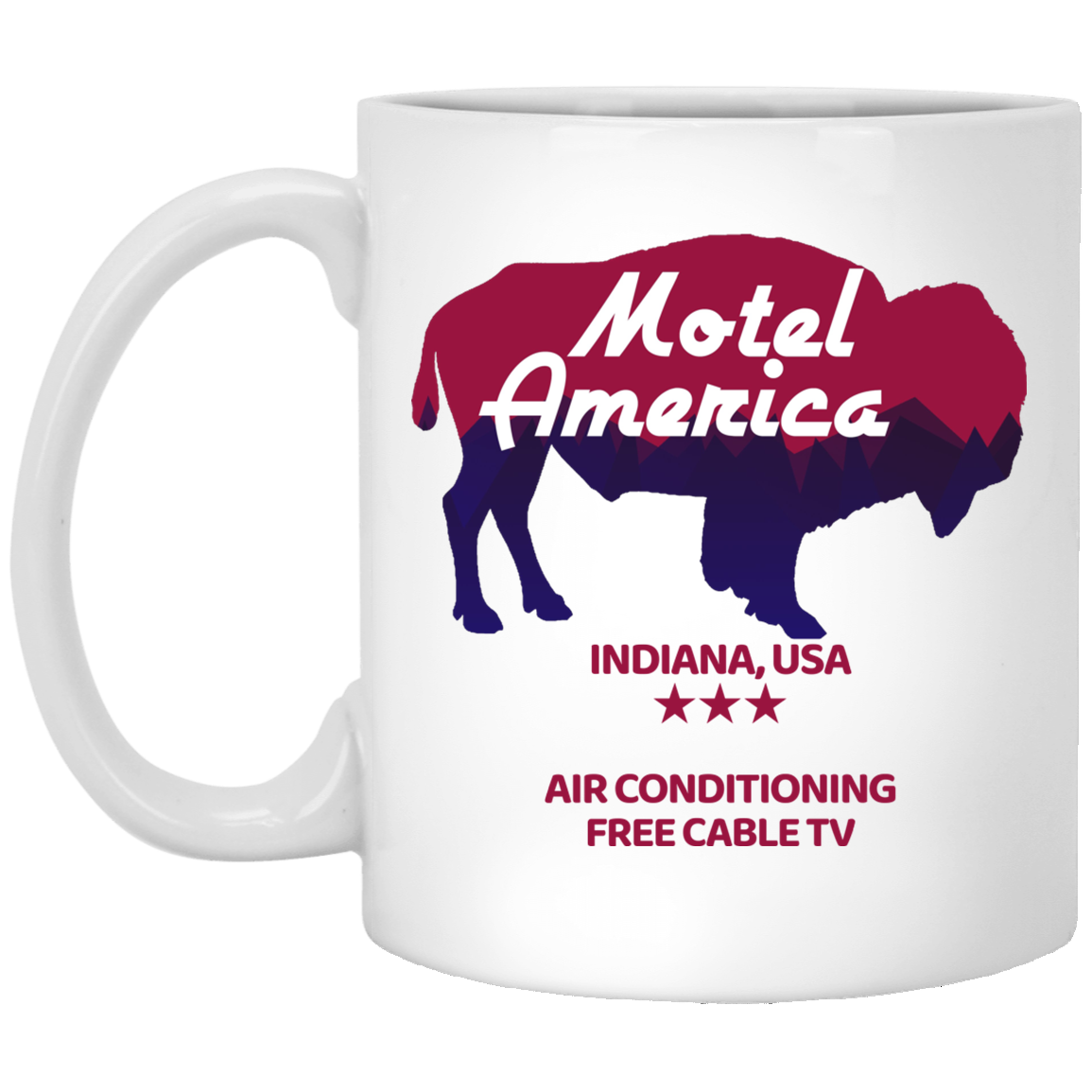 Motel America Indiana USA Air Conditioning Free Cable TV Mug
