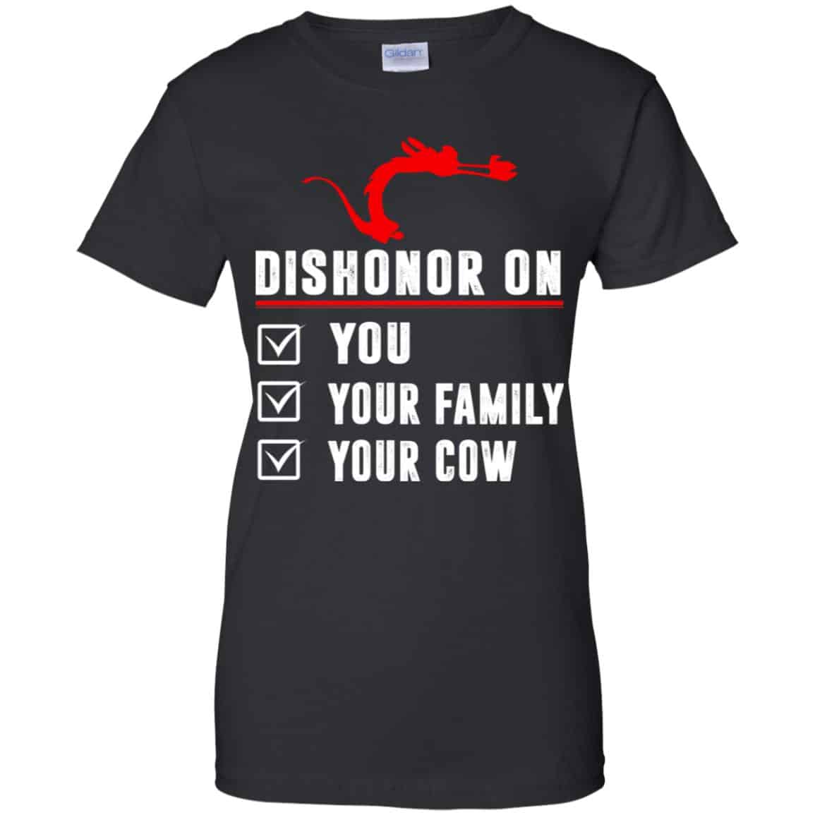 
	Dishonor On Your Family You Your Cow Mulan Mushu Shirt, Hoodie, Tank