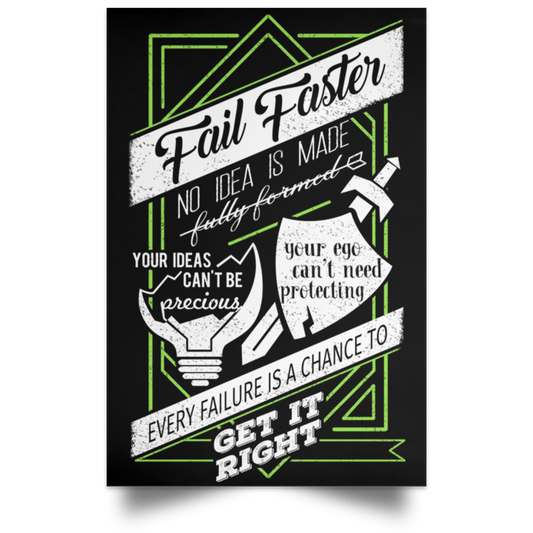 Fail Faster Black Poster