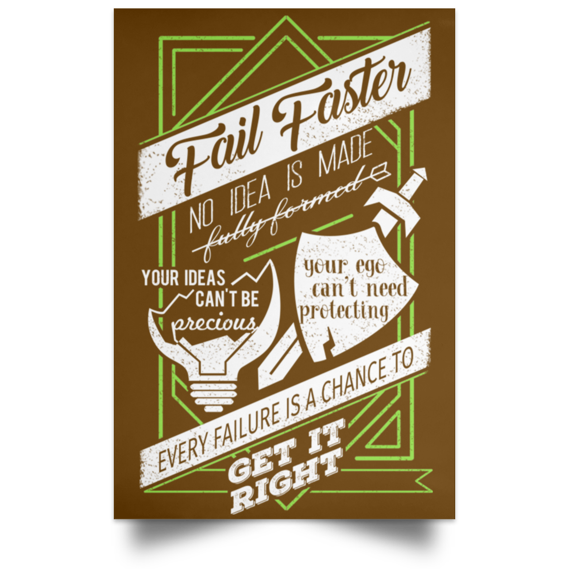 Fail Faster Black Poster