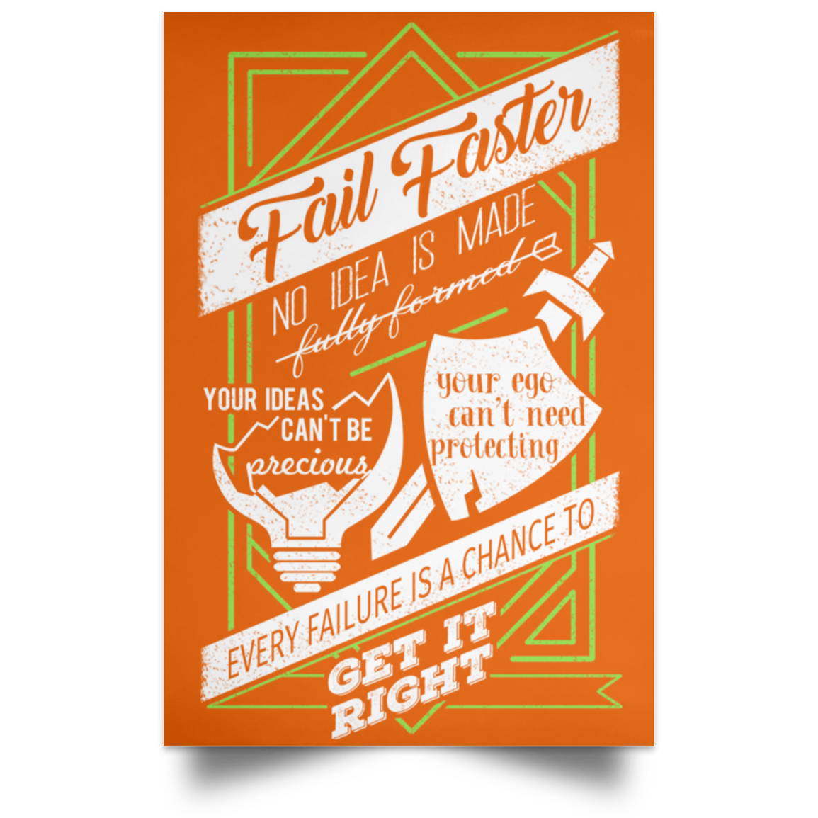 Fail Faster Black Poster