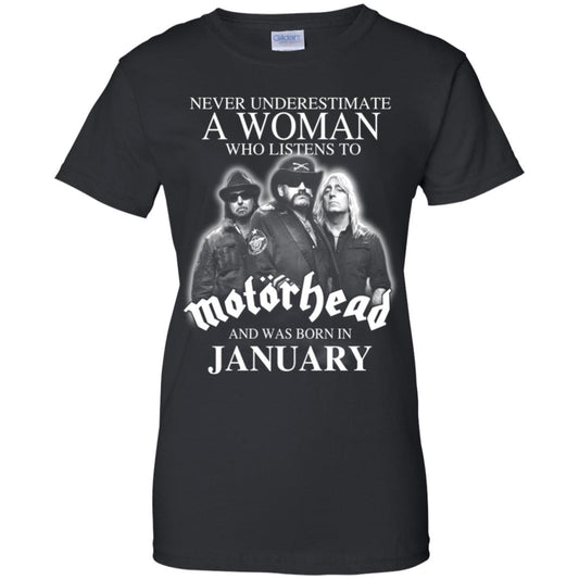 
	A Woman Who Listens To Motorhead And Was Born In January T-Shirts, Hoodie, Tank