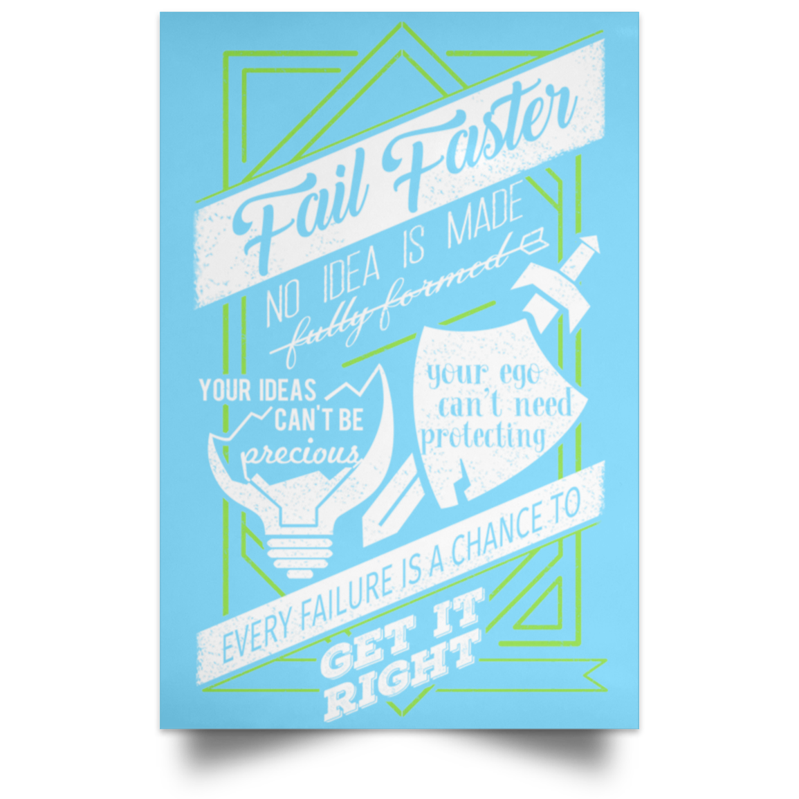 Fail Faster Black Poster