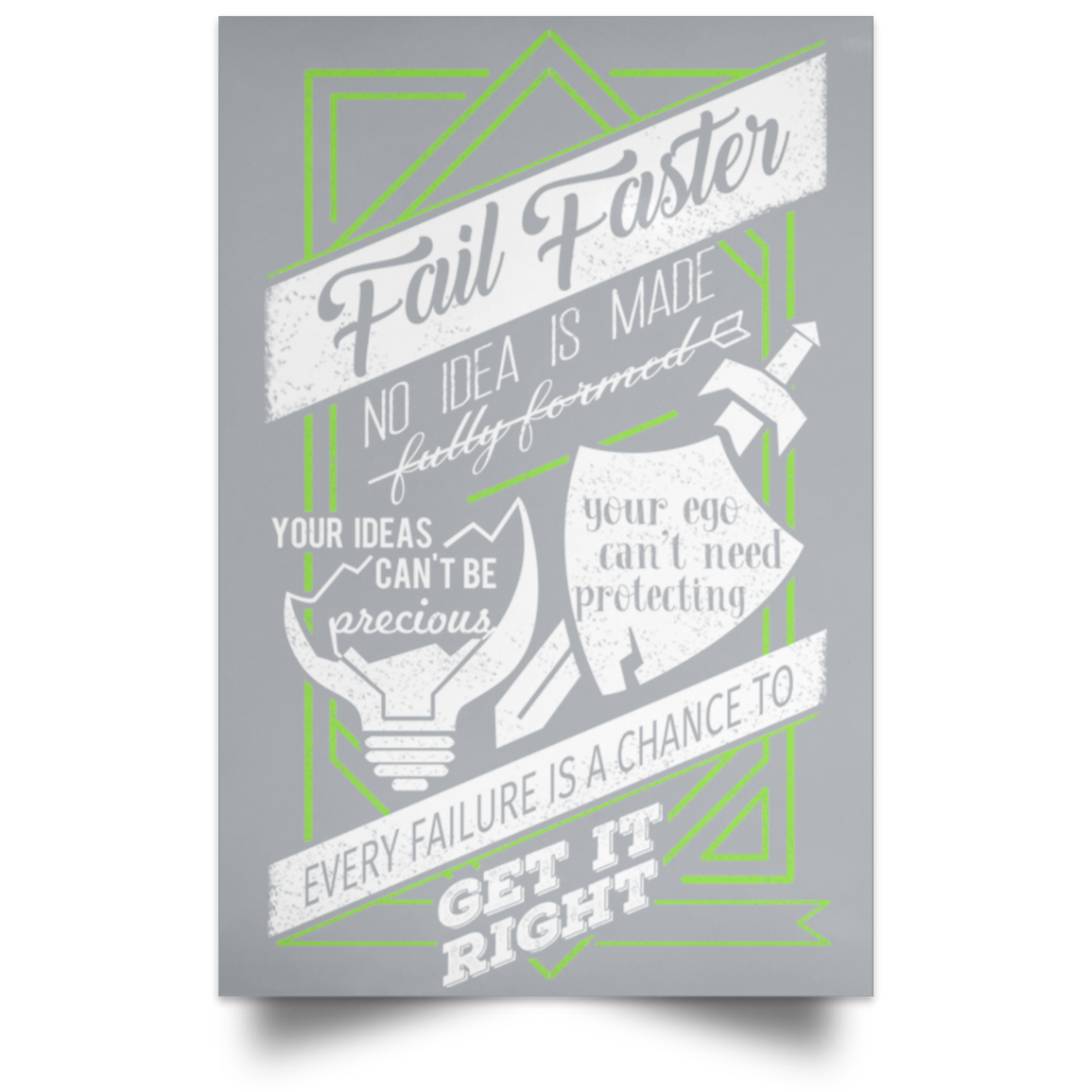 Fail Faster Black Poster