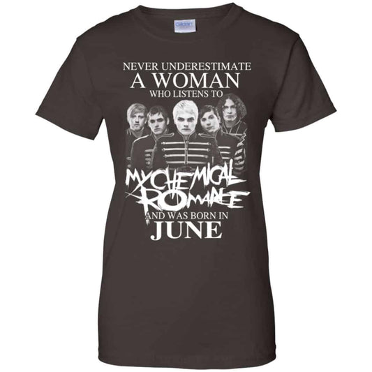 A Woman Who Listens To My Chemical Romance And Was Born In June T-Shirts, Hoodie, Tank