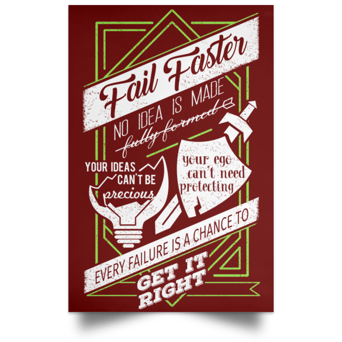 Fail Faster Black Poster