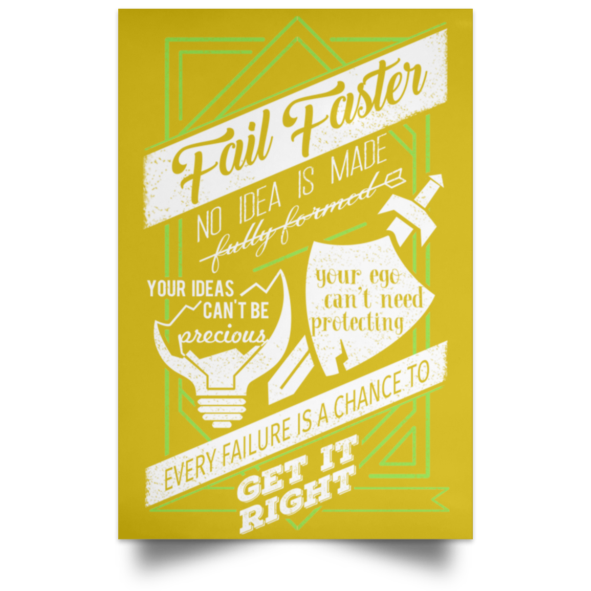 Fail Faster Black Poster