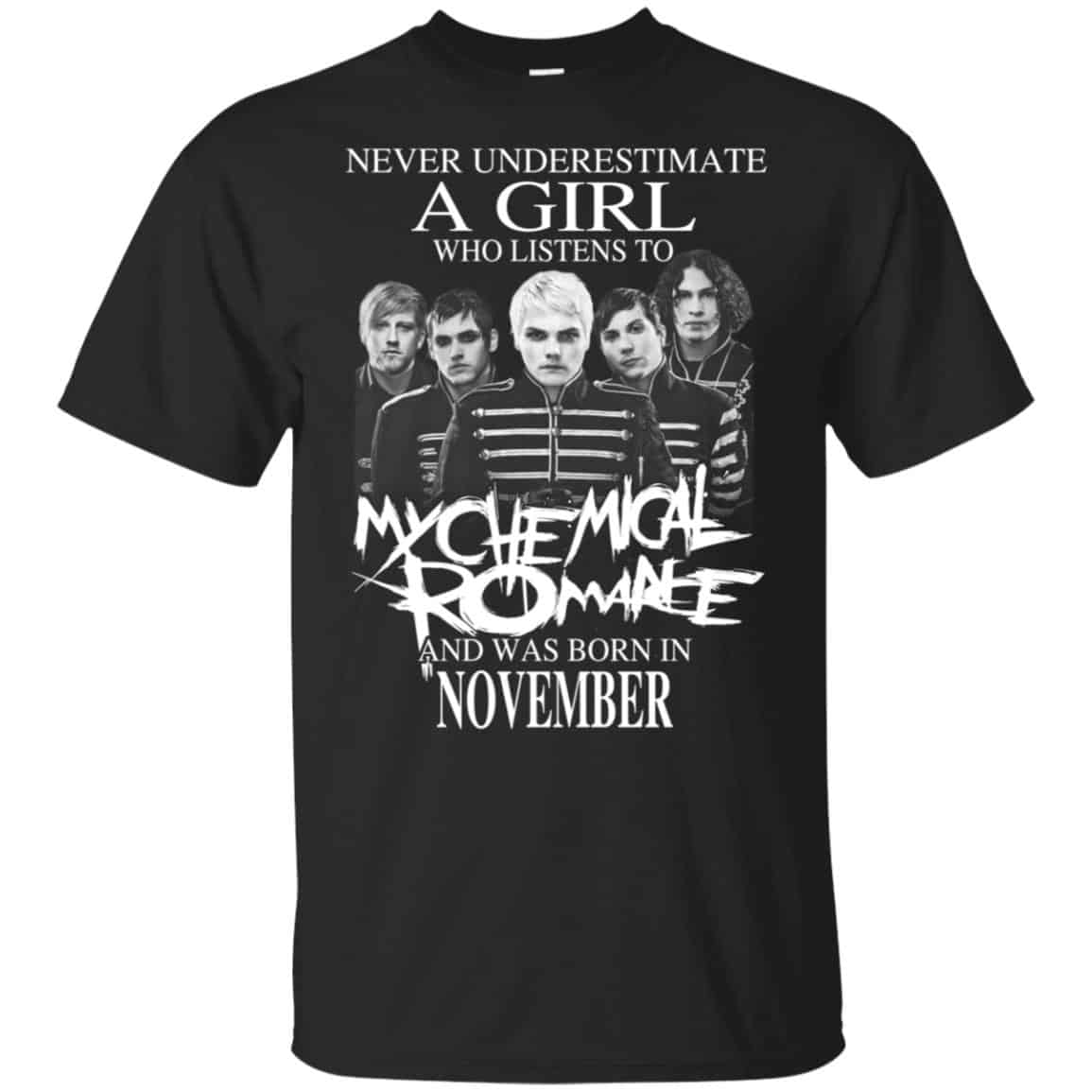 A Girl Who Listens To My Chemical Romance And Was Born In November T-Shirts, Hoodie, Tank