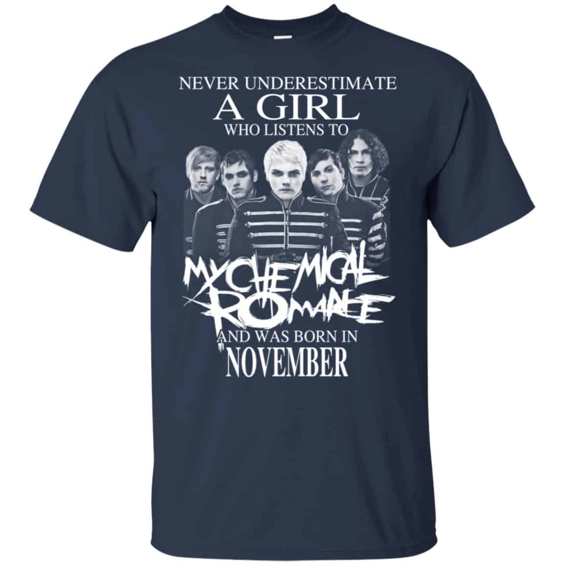A Girl Who Listens To My Chemical Romance And Was Born In November T-Shirts, Hoodie, Tank