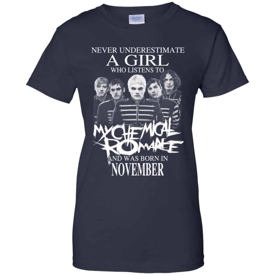 A Girl Who Listens To My Chemical Romance And Was Born In November T-Shirts, Hoodie, Tank