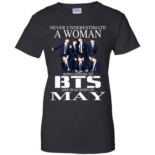
	A Woman Who Listens To BTS And Was Born In May T-Shirts, Hoodie, Tank