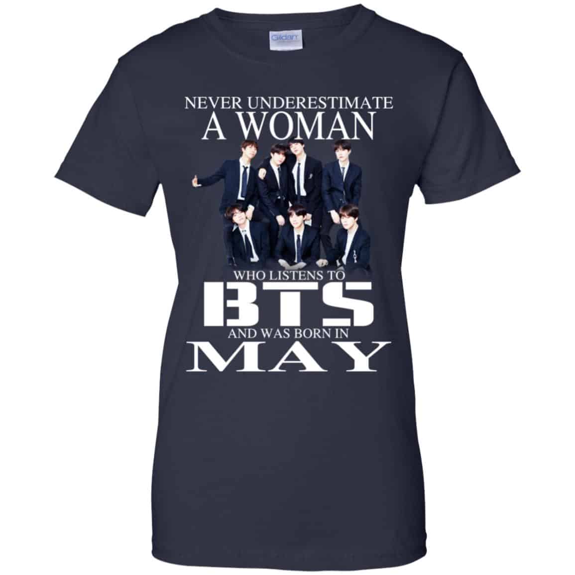 A Woman Who Listens To BTS And Was Born In May T-Shirts, Hoodie, Tank