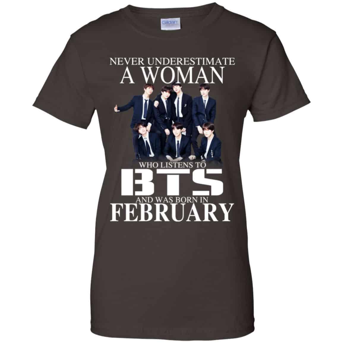 A Woman Who Listens To BTS And Was Born In February T-Shirts, Hoodie, Tank