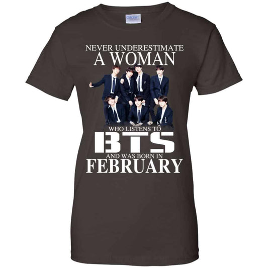 A Woman Who Listens To BTS And Was Born In February T-Shirts, Hoodie, Tank